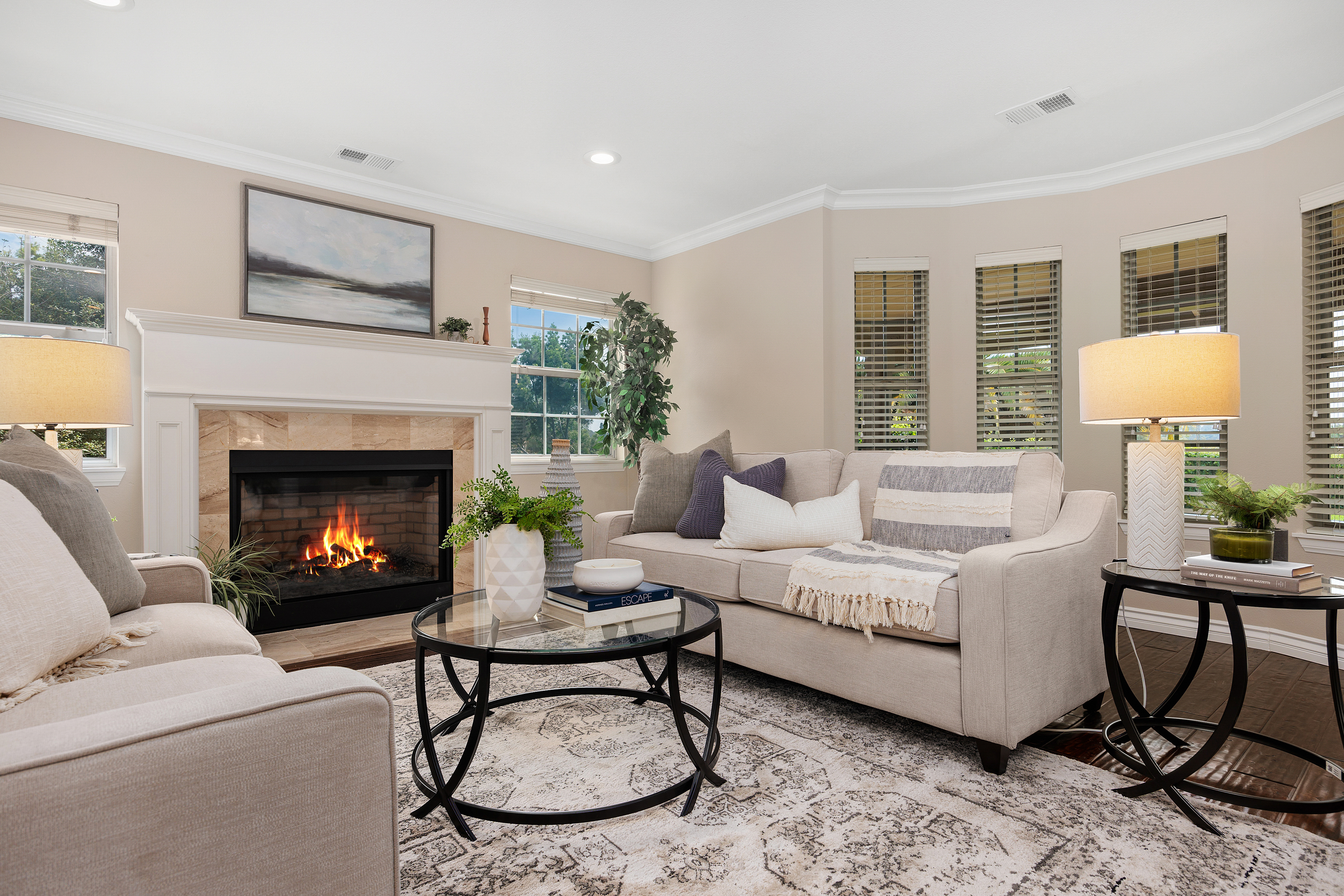 Staged family room fireplace Encinitas
