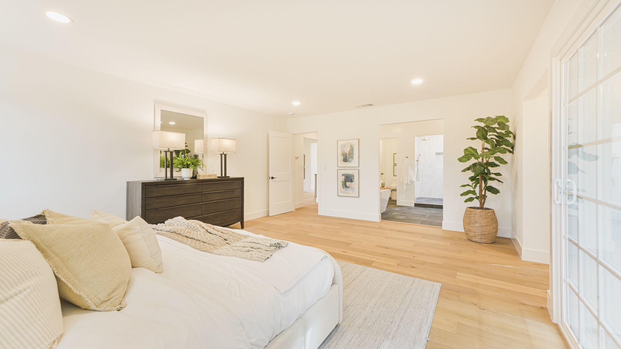 Staged primary bedroom San Diego
